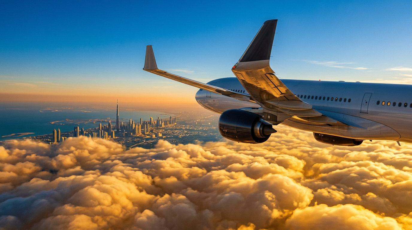 Commercial Airplane Flight to Dubai